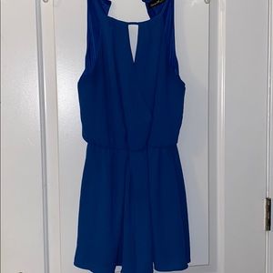 Blue romper with keyhole opening in front